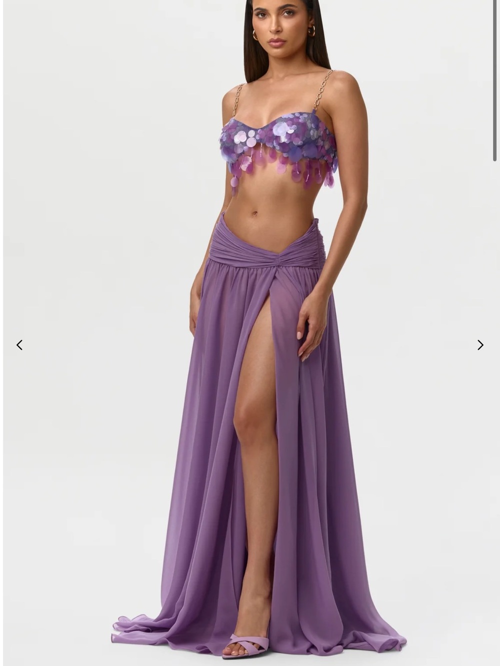 Chiffon asymmetric maxi skirt
